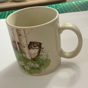 Otagiri Cream Mug Woodland Design with Otter